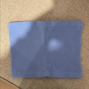 Blue Ribbed Women's Tube Top